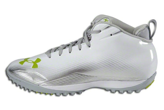 Under Armour Nitro III Mid Turf Shoes -- White/Silver/Velocity