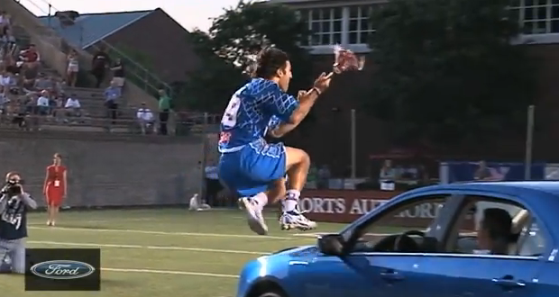 Paul Rabil Leaps Over a Car to Score Goal