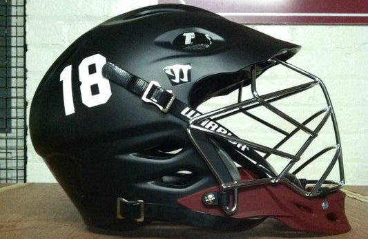 Roanoke Lacrosse Equipment Include Warrior TII Helmet, Brine King IV Gloves