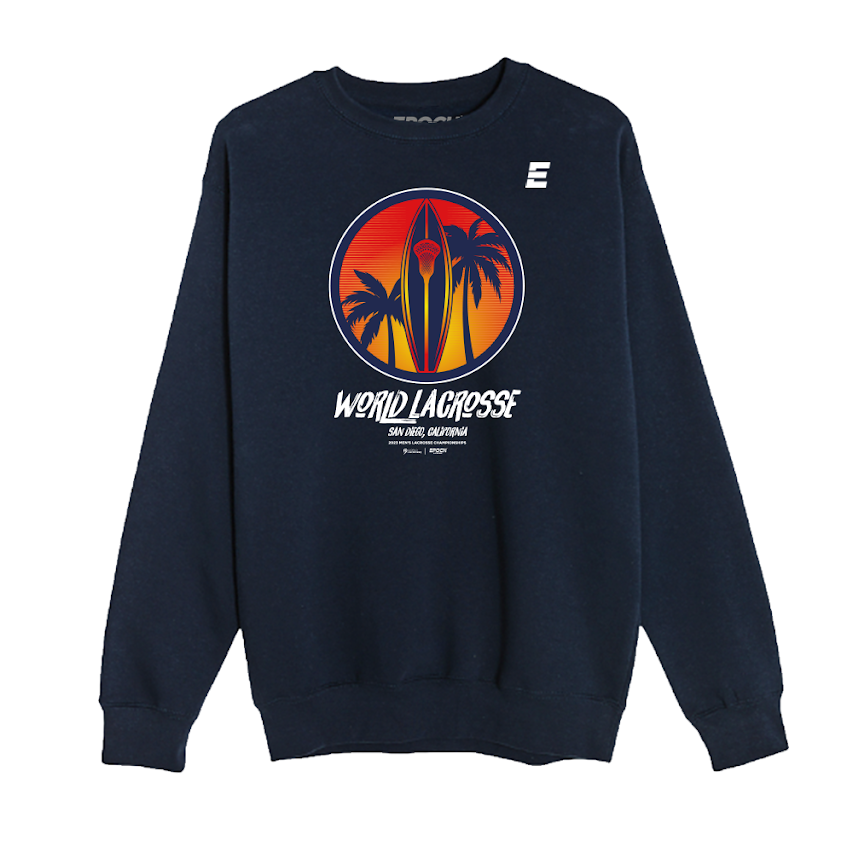 World Lacrosse Championship Surfboard Crewneck Sweatshirt - Navy