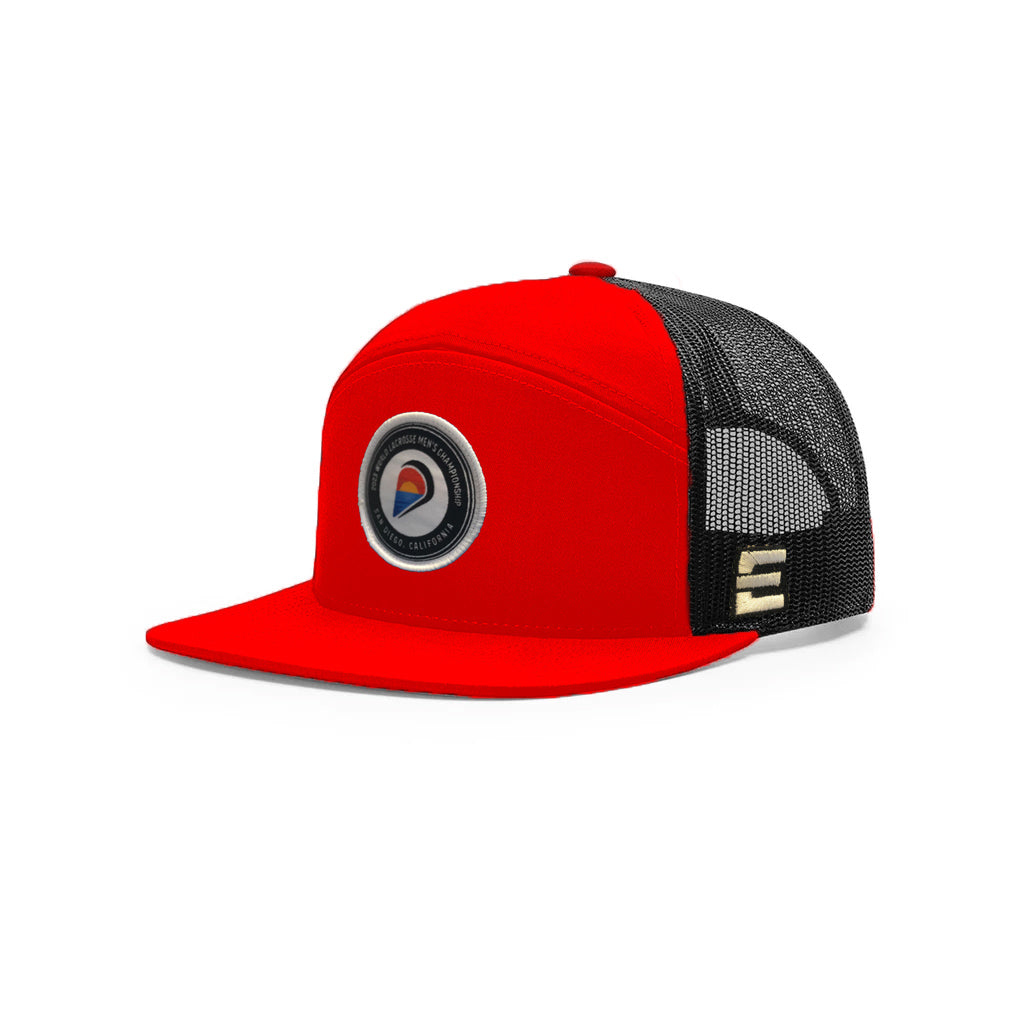 World Lacrosse Hat Patch- Red - 6 Panel - Flat Brim